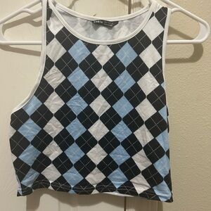 Shein blue argyle crop tank